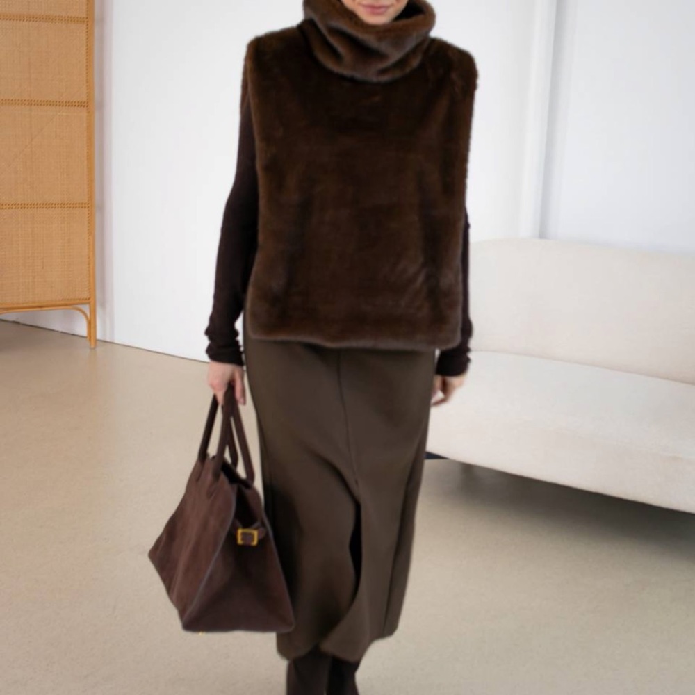 Brand New Brown Faux Fur Turtleneck Cover